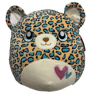 Squishmallow Liv Teal Leopard Hearts Kellytoy Large Plush Stuffed Animal Toy New